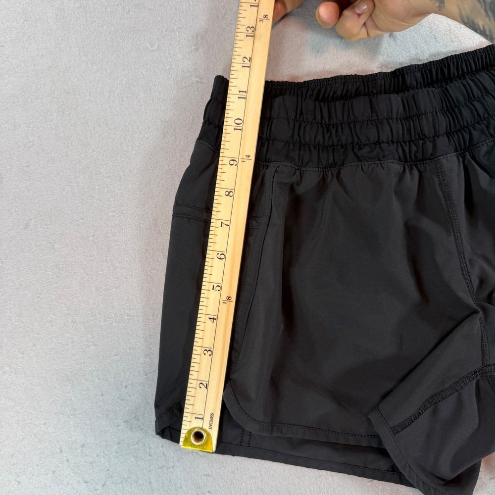 Lululemon Black Lined Running Shorts Womens Size 8 Elastic Waist Zip Pocket - Picture 9 of 9